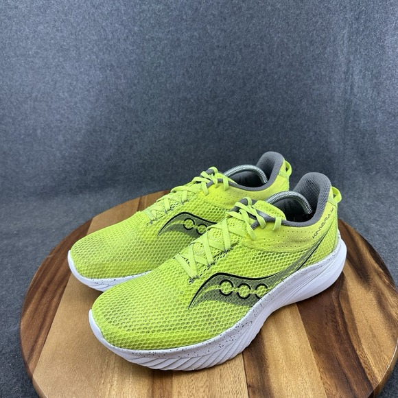 Saucony Kinvara 14 Shoes Mens 11 Neon Green Mesh Lightweight Running Sneakers - Picture 6 of 11